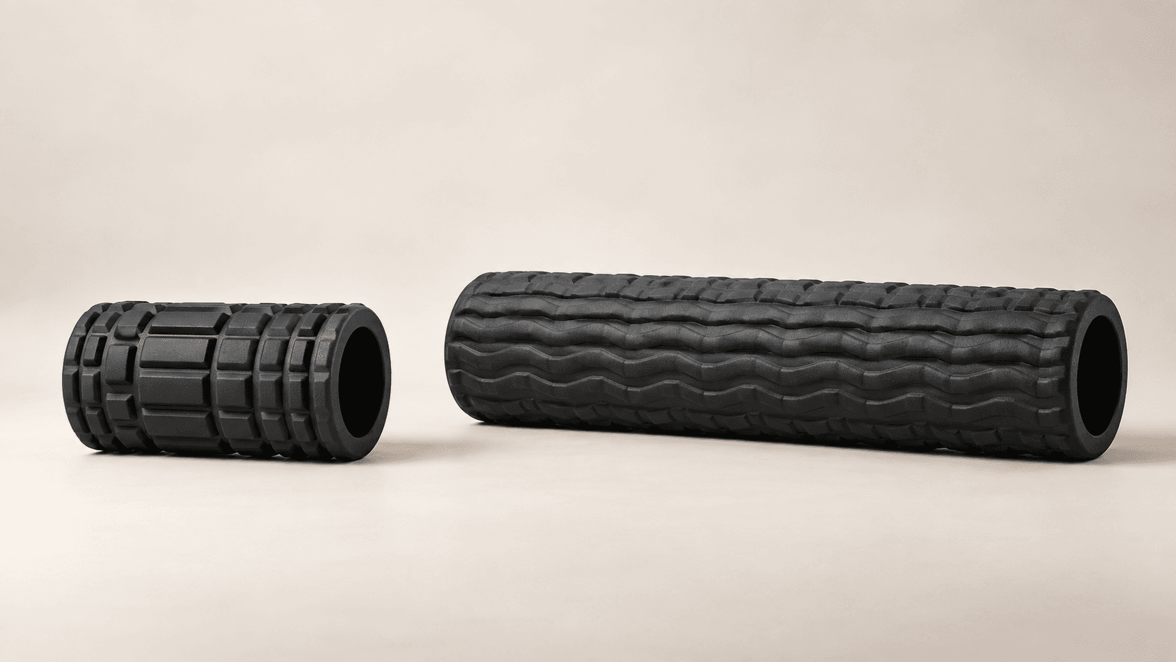 Generic short and extra-long textured foam rollers shown side by side